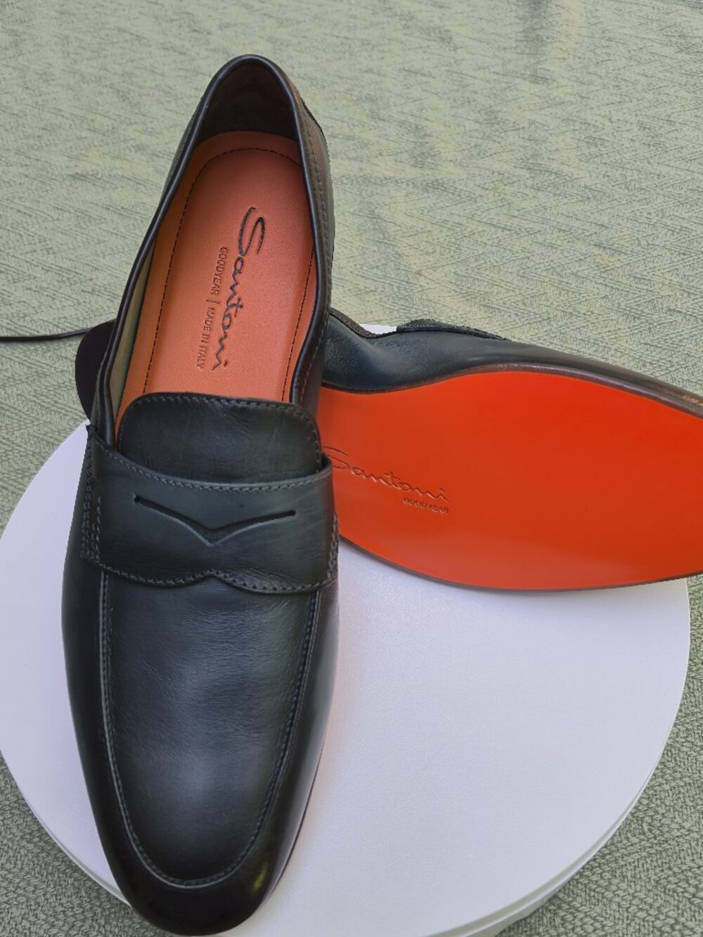 Santoni Goodyear Carlos Shoes Loafers Calf Leather Blue US 9 UK 8 NIB $1050